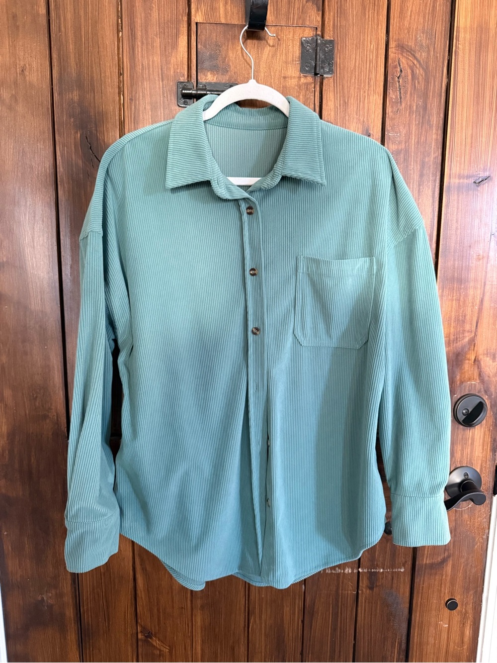 Relaxed Button-Up Shirt/Shacket in Seafoam Green